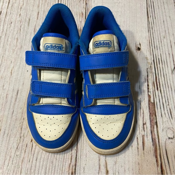 Adidas Break Start Big Kids Size 2 Sneakers Shoes Blue Bird Boys Velcro Straps - Picture 2 of 11